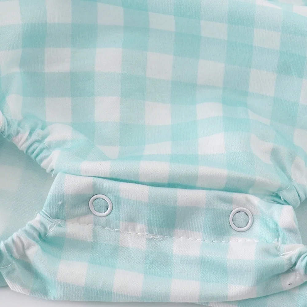 Blue and White Gingham Baby Romper